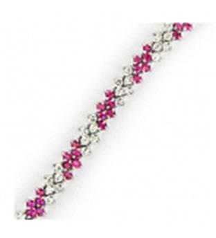 دستبند جواهر طلای 18 عیار برلیان و یاقوت برمه